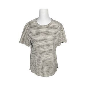Postmark Anthropologie Womens Medium Grey Metallic Textured Tweed Back Zip Top